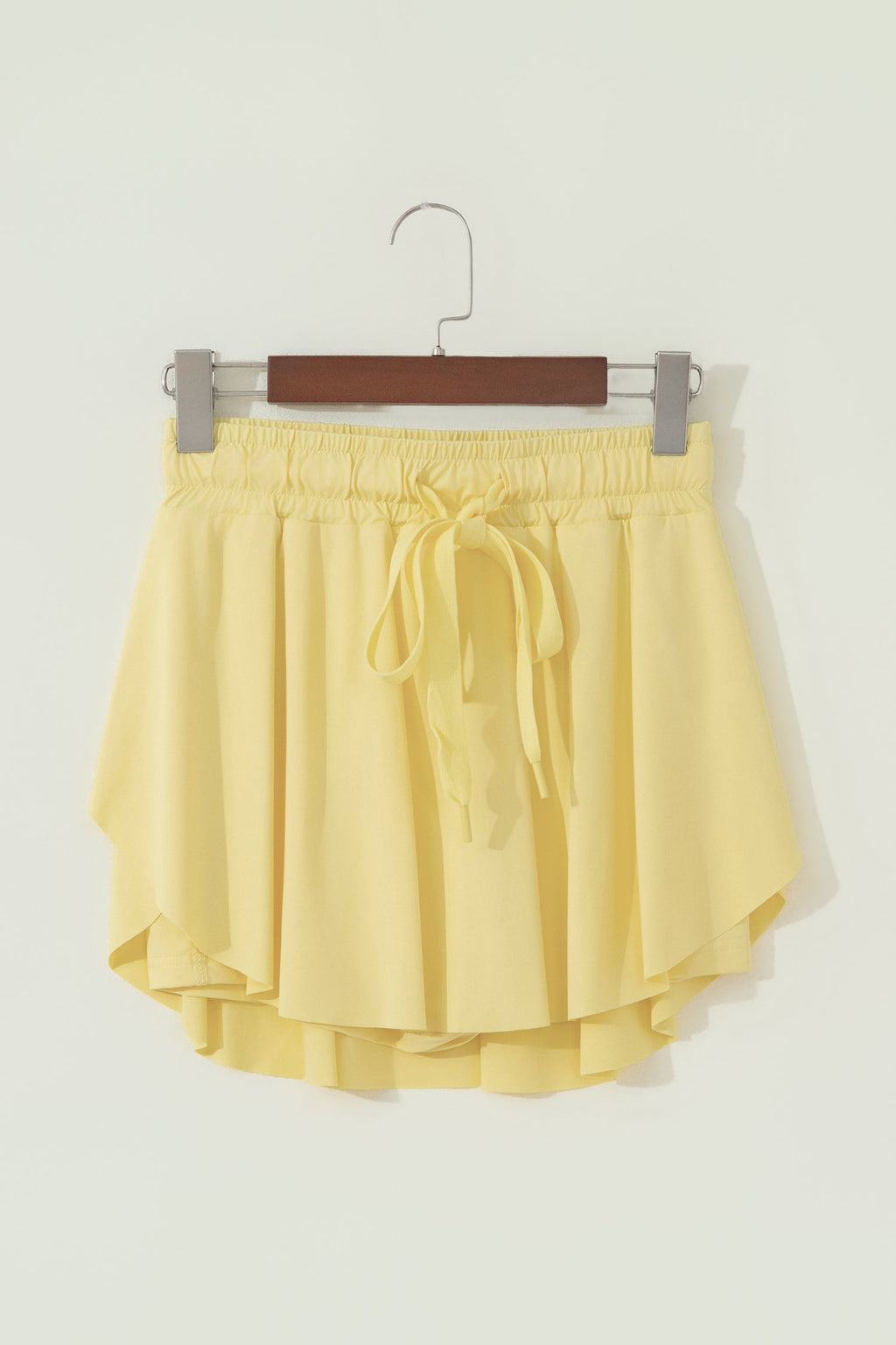 Solid Drawstring Elastic Waist Lined Tennis Skort