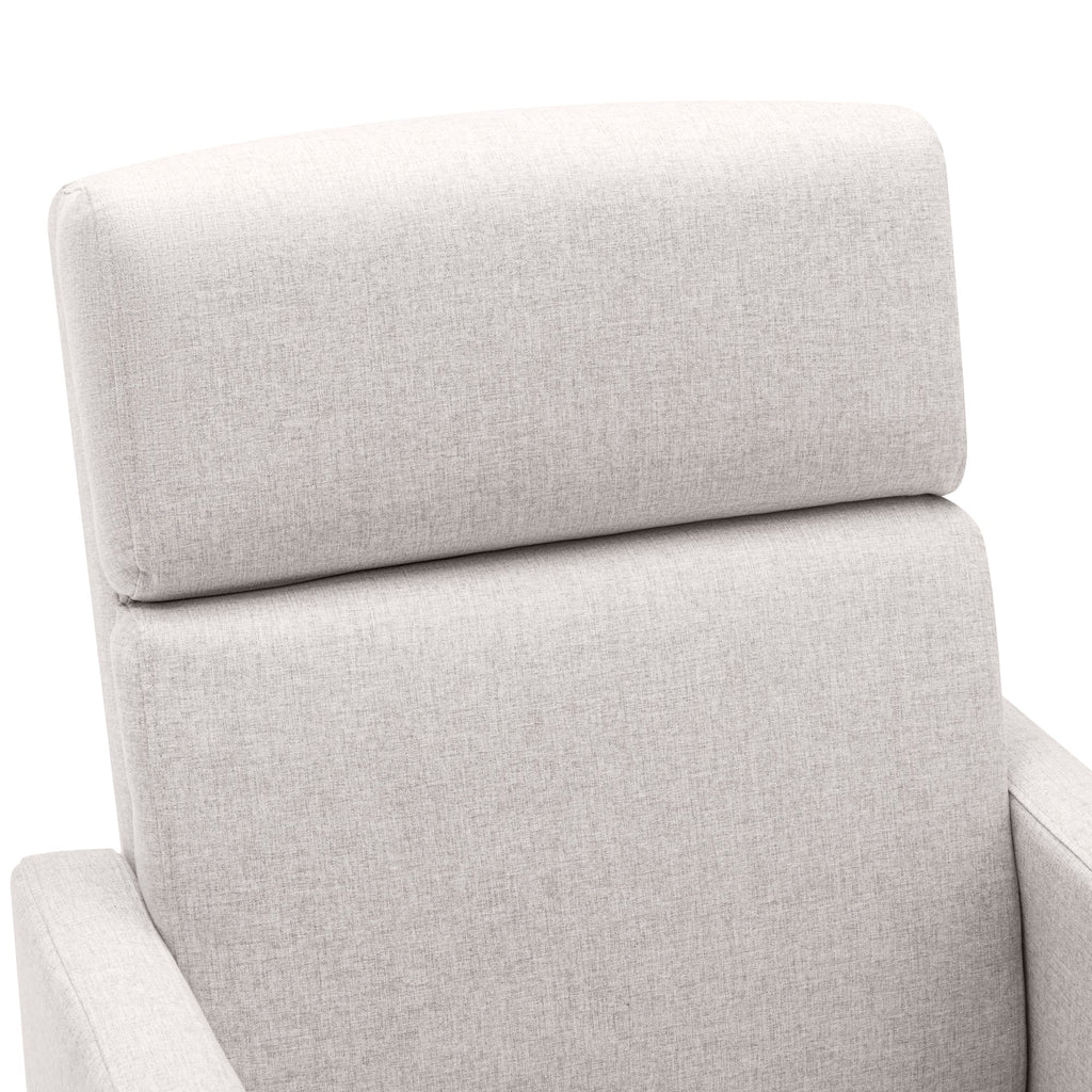 Modern Upholstered Rocker Nursery Chair with Plush Seating, Tan Linen, Swivel Recliner