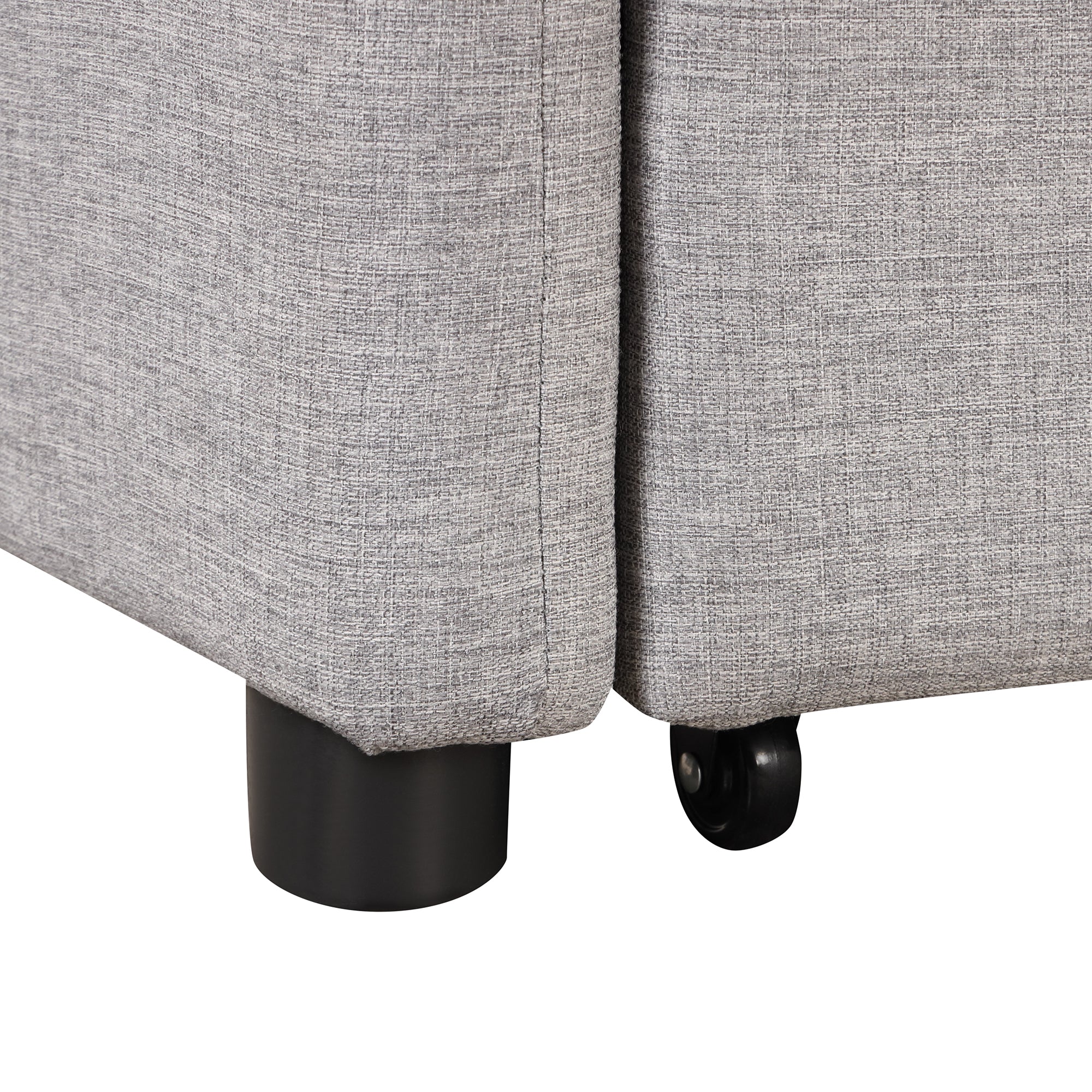 3-in-1 Pull Out Sofa Sleeper with Wing Table and USB Charge, Gray Linen, Iron Frame, 36.2-71.7'D x 42.9'W x 35.8'H