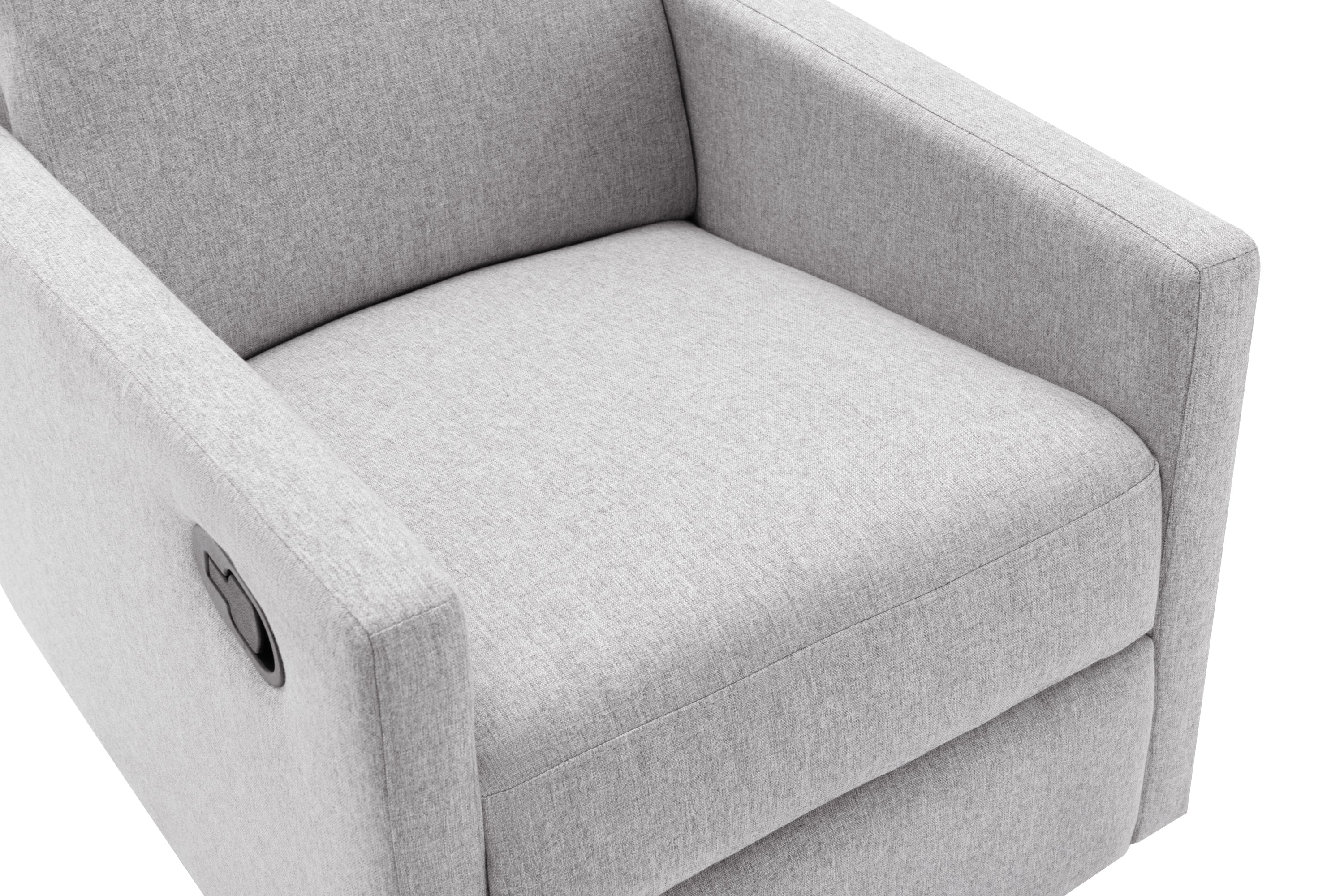 Modern Upholstered Rocker Nursery Chair Plush Seating Glider Swivel Recliner Chair, Gray Linen