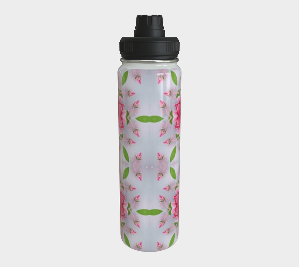 Silver and Pink Star Pattern 24 oz Stainless Steel Water Bottle with Twist-off Cap