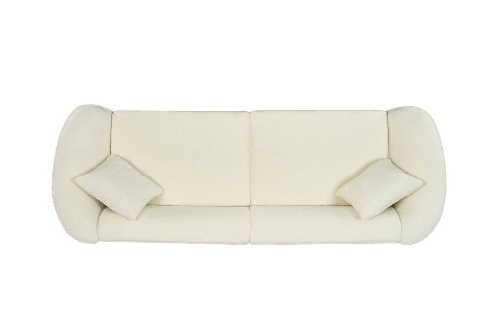87' Curved Contemporary Sofa in Beige: Plush Seating, Streamlined Design, and Durable Frame – Ideal for Stylish Living Spaces
