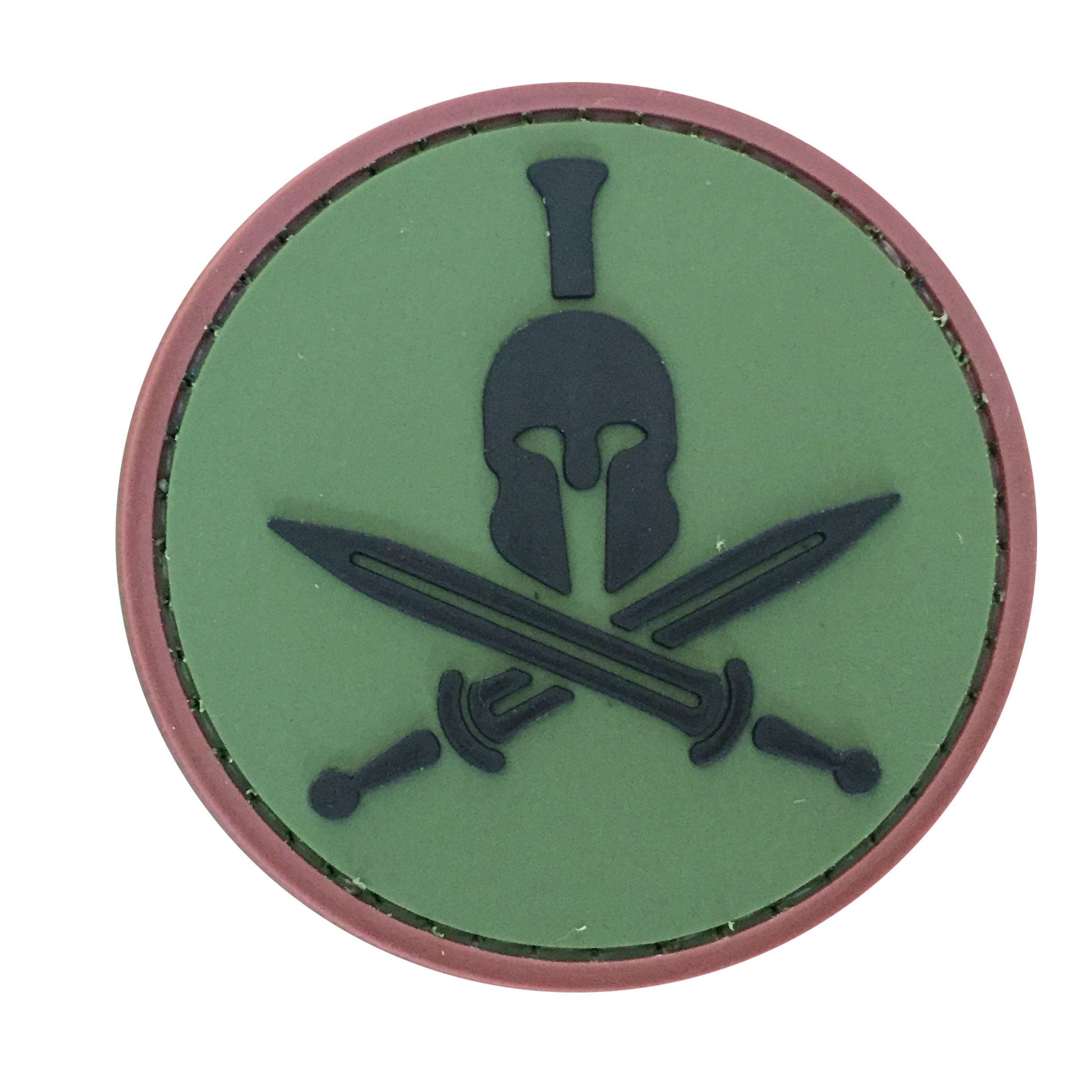 Round Spartan Molon Labe PVC Patch - Green and Black