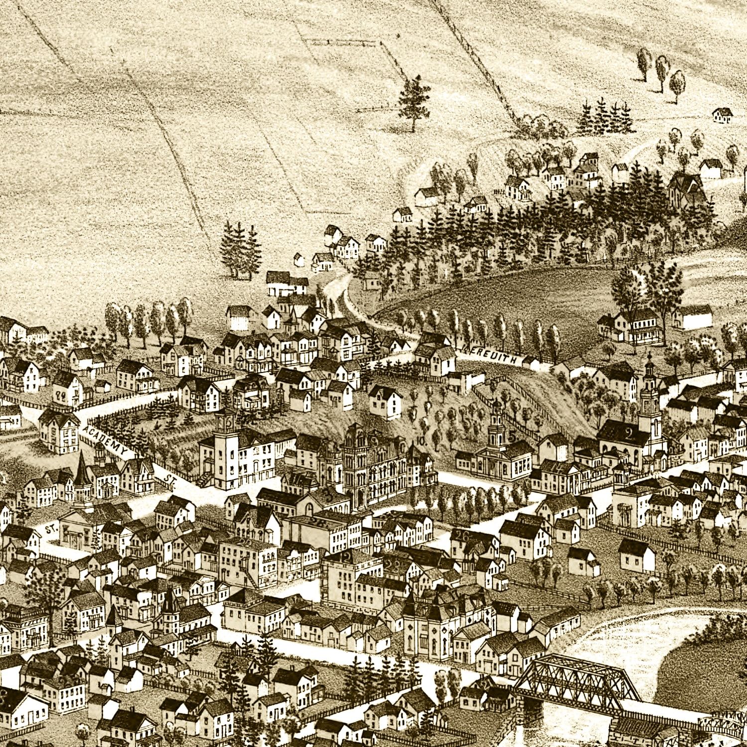 Vintage Map of Delhi, New York 1887