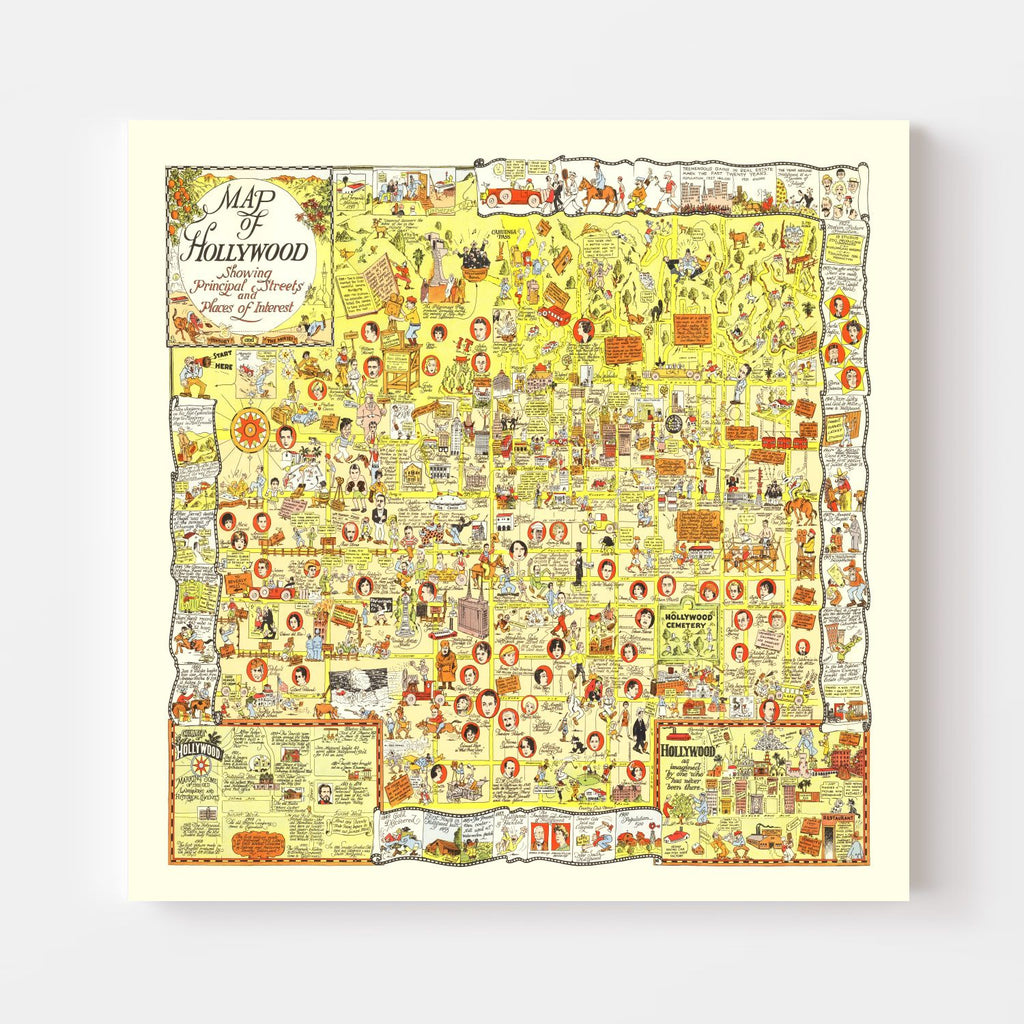 Vintage Map of Hollywood, California 1928