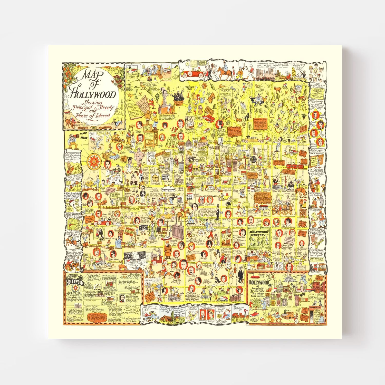 Vintage Map of Hollywood, California 1928