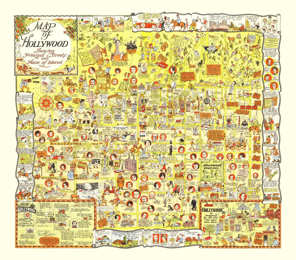 Vintage Map of Hollywood, California 1928