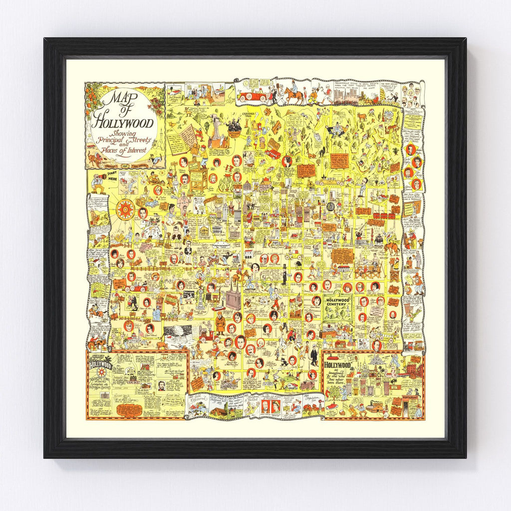 Vintage Map of Hollywood, California 1928