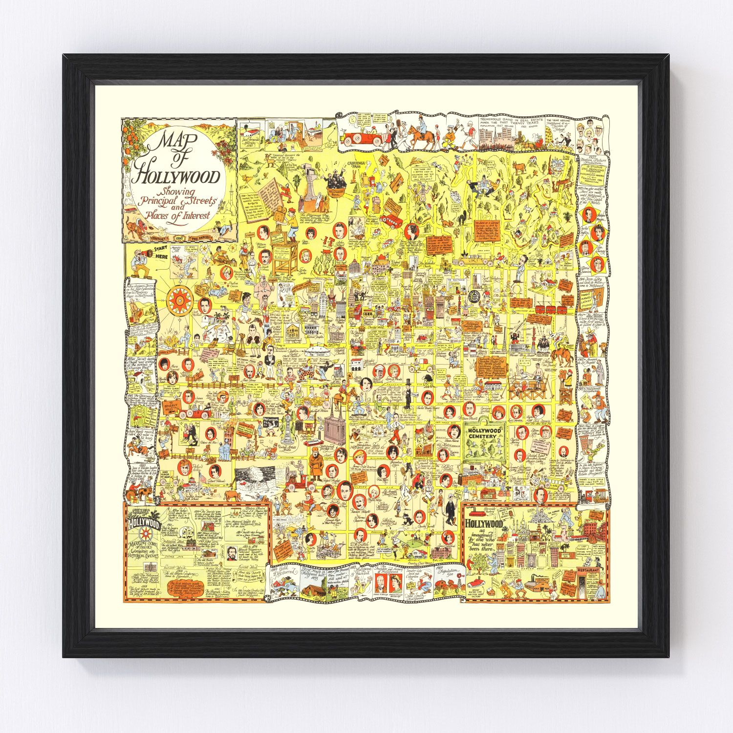 Vintage Map of Hollywood, California 1928