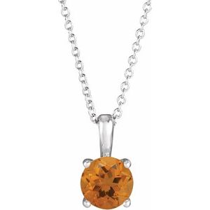 14K White Gold 4 mm Natural Citrine 16-18" Necklace
