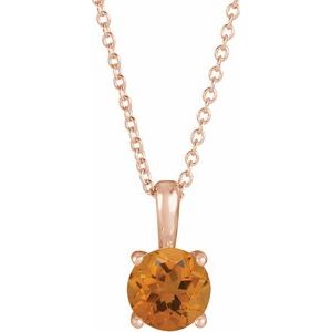 14K Rose Gold 4 mm Natural Citrine 16-18" Necklace