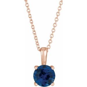 14K Rose Gold 4 mm Natural Blue Sapphire 16-18" Necklace
