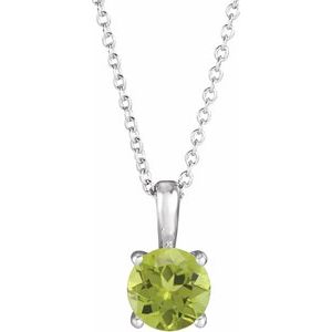 14K White Gold 4 mm Natural Peridot 16-18" Necklace
