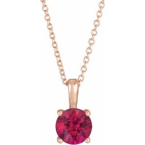 14K Rose Gold 6 mm Lab-Grown Ruby 16-18" Necklace