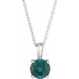 14K White Gold 4 mm Lab-Grown Alexandrite 16-18" Necklace