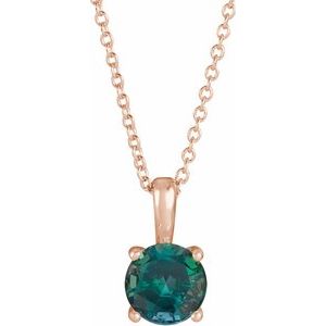 14K Rose Gold 5 mm Lab-Grown Alexandrite 16-18" Necklace