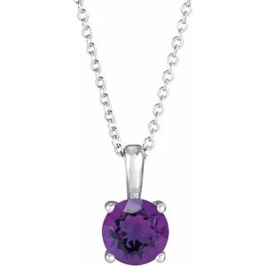 Platinum 4 mm Natural Amethyst 16-18" Necklace