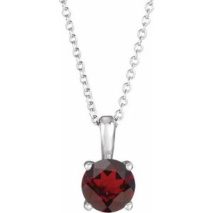 Platinum 6 mm Natural Mozambique Garnet 16-18" Necklace