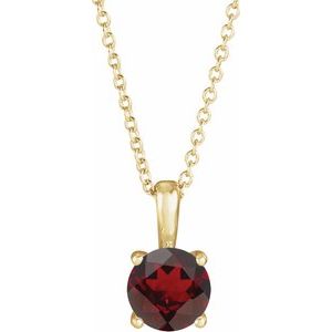 14K Yellow Gold 5 mm Natural Mozambique Garnet 16-18" Necklace