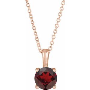 14K Rose Gold 4 mm Natural Mozambique Garnet 16-18" Necklace