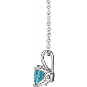 Platinum 5 mm Natural Blue Zircon 16-18" Necklace