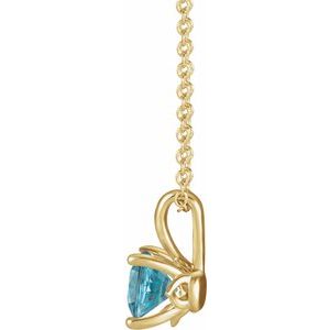 14K Yellow Gold 4 mm Natural Blue Zircon 16-18" Necklace