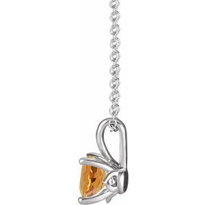 14K White Gold 5 mm Natural Citrine 16-18" Necklace
