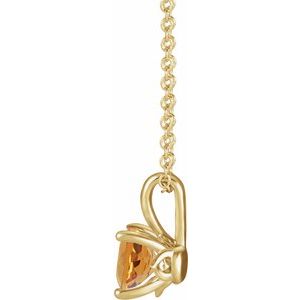 14K Yellow Gold 4 mm Natural Citrine 16-18" Necklace