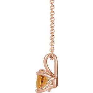 14K Rose Gold 4 mm Natural Citrine 16-18" Necklace
