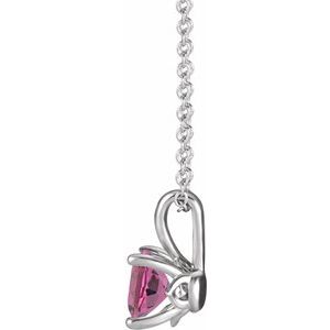 Platinum 4 mm Natural Pink Tourmaline 16-18" Necklace