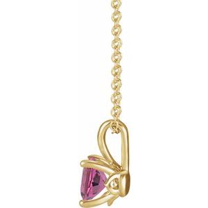 14K Yellow Gold 4 mm Natural Pink Tourmaline 16-18" Necklace