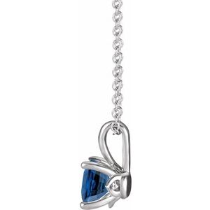 Platinum 6 mm Natural Blue Sapphire 16-18" Necklace