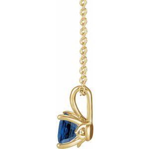 14K Yellow Gold 6 mm Natural Blue Sapphire 16-18" Necklace