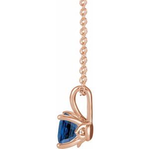 14K Rose Gold 4 mm Lab-Grown Blue Sapphire 16-18" Necklace
