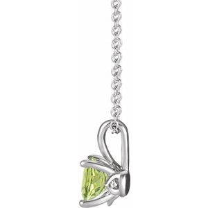 14K White Gold 6 mm Natural Peridot 16-18" Necklace
