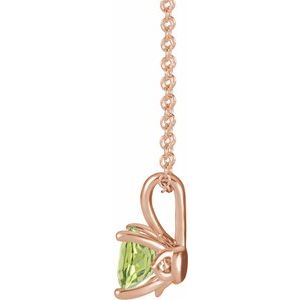 14K Rose Gold 4 mm Natural Peridot 16-18" Necklace