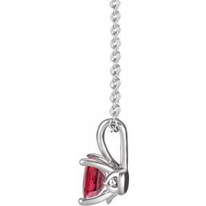 Platinum 6 mm Lab-Grown Ruby 16-18" Necklace