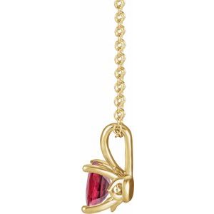 14K Yellow Gold 5 mm Natural Ruby 16-18" Necklace