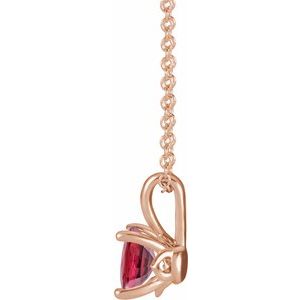 14K Rose Gold 5 mm Lab-Grown Ruby 16-18" Necklace