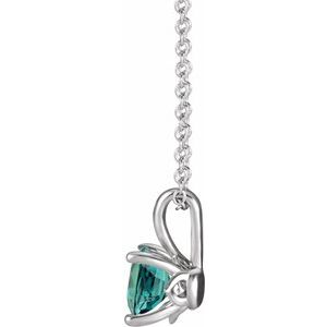 Sterling Silver 5 mm Lab-Grown Alexandrite 16-18" Necklace