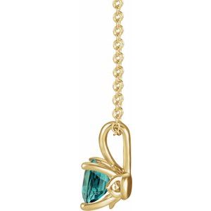 14K Yellow Gold 5 mm Lab-Grown Alexandrite 16-18" Necklace