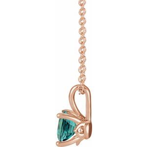 14K Rose Gold 4 mm Lab-Grown Alexandrite 16-18" Necklace