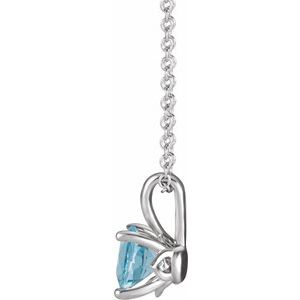 Platinum 4 mm Natural Aquamarine 16-18" Necklace
