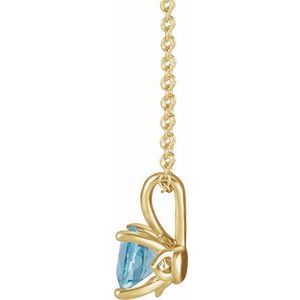 14K Yellow Gold 6 mm Natural Aquamarine 16-18" Necklace