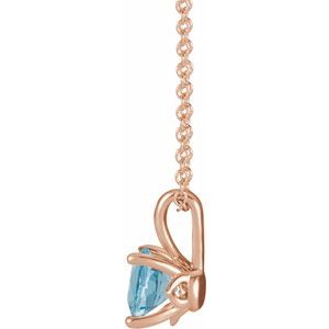 14K Rose Gold 6 mm Natural Aquamarine 16-18" Necklace