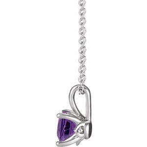 Sterling Silver 6 mm Natural Amethyst 16-18" Necklace