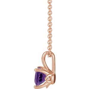 14K Rose Gold 4 mm Natural Amethyst 16-18" Necklace