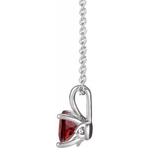 Sterling Silver 5 mm Natural Mozambique Garnet 16-18" Necklace