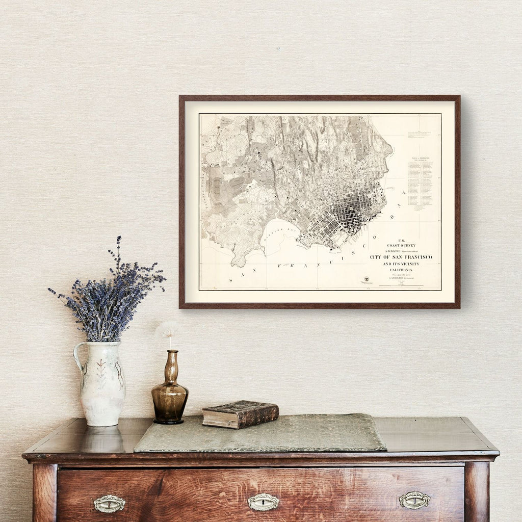 Vintage Map of San Francisco, California 1857