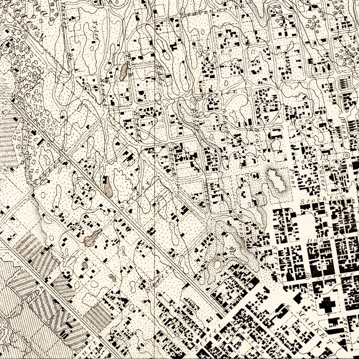 Vintage Map of San Francisco, California 1857